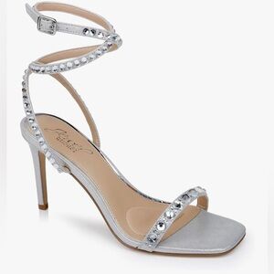 Jewel Badgley Mischka Hosana Sexy Stiletto and Gemstone-Studded Wraparound Strap
